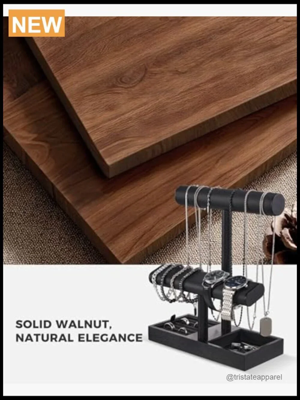 Watch Holder Stand, Wood Jewelry Display Rack Organizer for Necklaces Bracelets